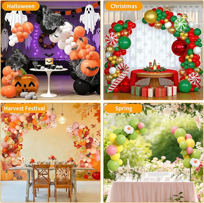 Metal Balloon Arch Kit for Tabletop, 5.3Ft & 4.7Ft Over The Table Rod Stand with Clamps and Flower Half Arch Balloon Stand for Garden Wedding, Party, Birthday, Baby Shower, Decorations Black