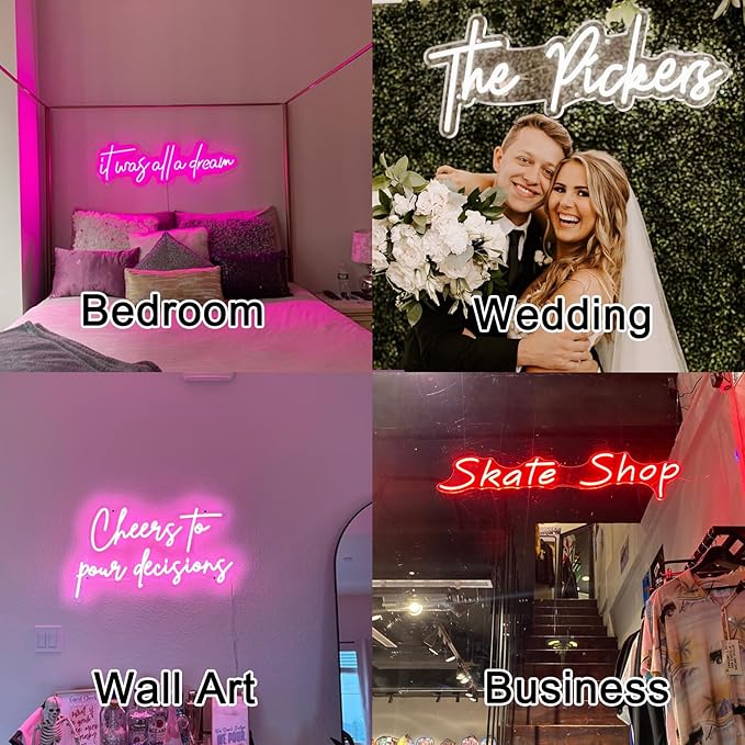 Custom Neon Sign, Personalized LED Name Logo Neon Lights for Kids Girls Room Bedroom Wall Decor, Neon Sign Customizable for Wedding Birthday Party Bar Shop Office Business (16-60")
