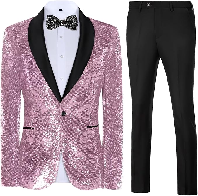 High-End Suits Sequins Men Tuxedo Sparkly Shawl Lapel Homecoming Suit Glitter 2 Pieces Party Prom Festival Blazer Pants