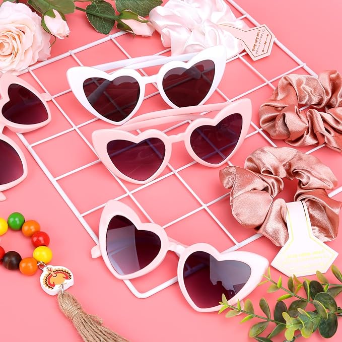 Bridesmaid Scrunchies Proposal Hair claws clips Set of 12 Bridal Shower heart sunglasses Gifts for Wedding Bachelorette Party Favors (48pcs White&Dusty Blue)