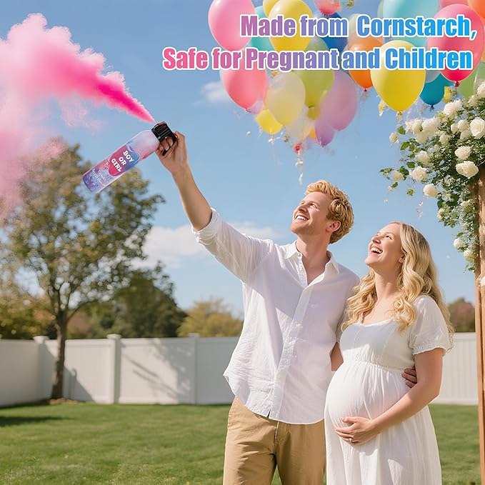 4 Pack Pink Gender Reveal Smoke Bombs for Baby Girl, Color Powder or Dust for Gender Announcement Idea, Baby Shower Decoration, Supply, Party