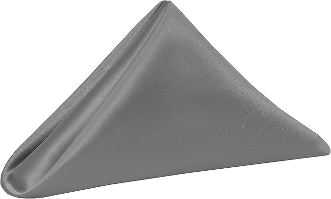 Ultimate Textile Pewter Bridal Satin Wedding Napkins 17" x 17" (Set of 24) - Cloth Napkins Bulk Set, Wrinkle & Stain Resistant Polyester for Events