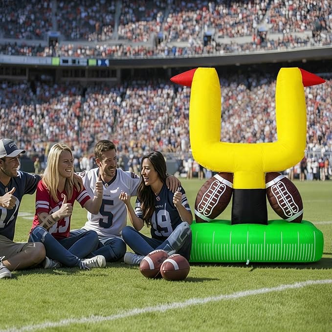 Bencailor 71 Inch Giant Football Party Decoration Jumbo Inflatable Football with Tee Set for Game Large Blow up Footballs for Sport Birthday Party Indoor Outdoor Lawn Yard Decor