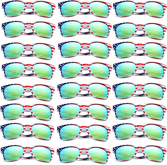 Fsmiling Bulk American Sunglasses USA Flag Sunglasses Patriotic Sunglasses-10/24Pack