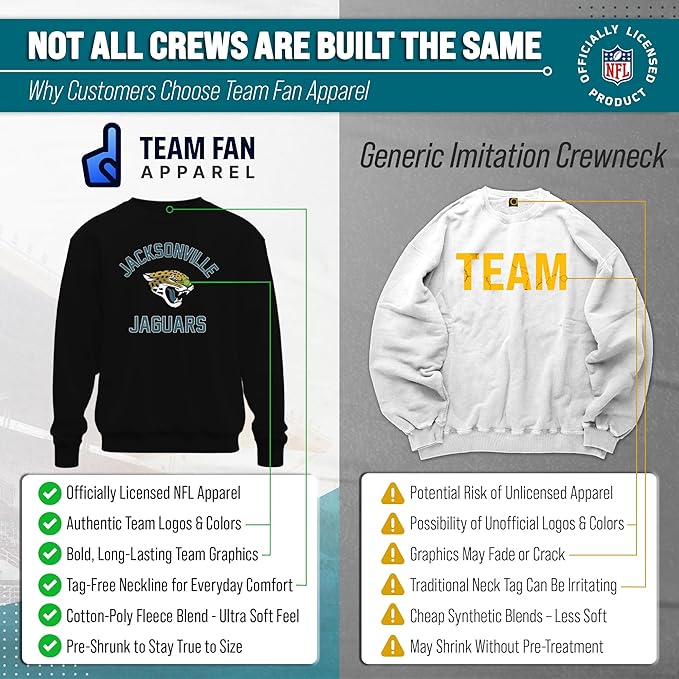 Team Fan Apparel NFL Adult Gameday Football Crewneck Sweatshirt - Cotton Blend - Stay warm, comfortable & stylish on game day