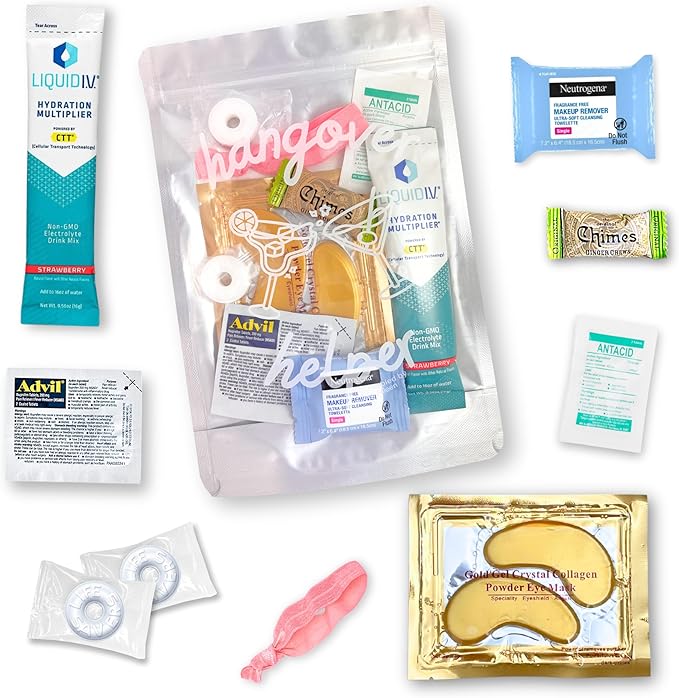 Hangover Kit (5 Pack) Pre Filled Party Favors, Goodie Bags, Gift for Bachelorette, Wedding, 21st Birthday, Girls Trip and All Celebrations