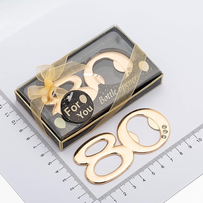 YKLIGTN 24PCS Latest 80 Bottle Openers for 80th Birthday Party Favors or Wedding Anniversary Party Gifts Souvenirs Decorations for Guests