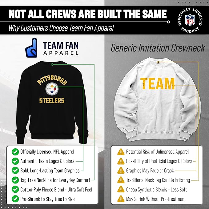 Team Fan Apparel NFL Adult Gameday Football Crewneck Sweatshirt - Cotton Blend - Stay warm, comfortable & stylish on game day