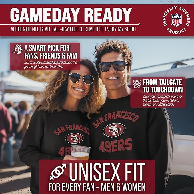 Team Fan Apparel NFL Adult Gameday Football Crewneck Sweatshirt - Cotton Blend - Stay warm, comfortable & stylish on game day