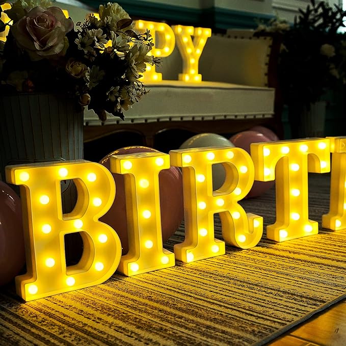 Brightdeco 155 Bulbs Happy Birthday LED Marquee Light Up Letters Sign (Large Size)