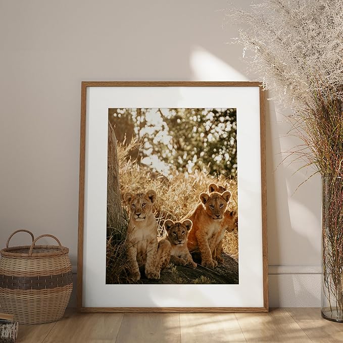 Axeman 24x30 Picture Frame | Solid Oak Wood 24 By 30 Poster Frame With Mat For 18x24 | 24''x30'' Wood Frame | Tempered Glass And Hanging Hardware Included Home Wall Decor Hanging Frame | Walnut