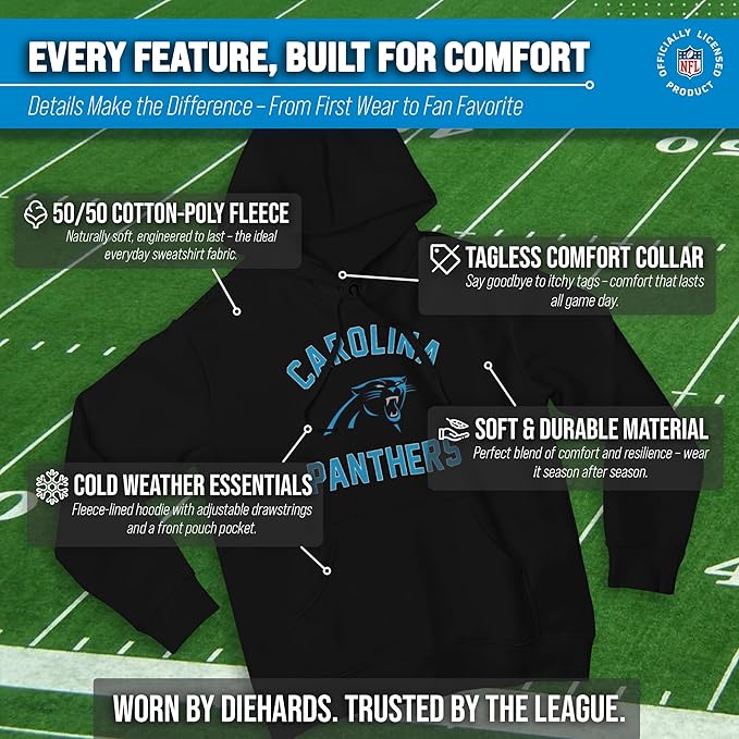 Team Fan Apparel NFL Adult Gameday Hooded Sweatshirt - Poly Fleece Cotton Blend - Stay Warm and Represent Your Team in Style