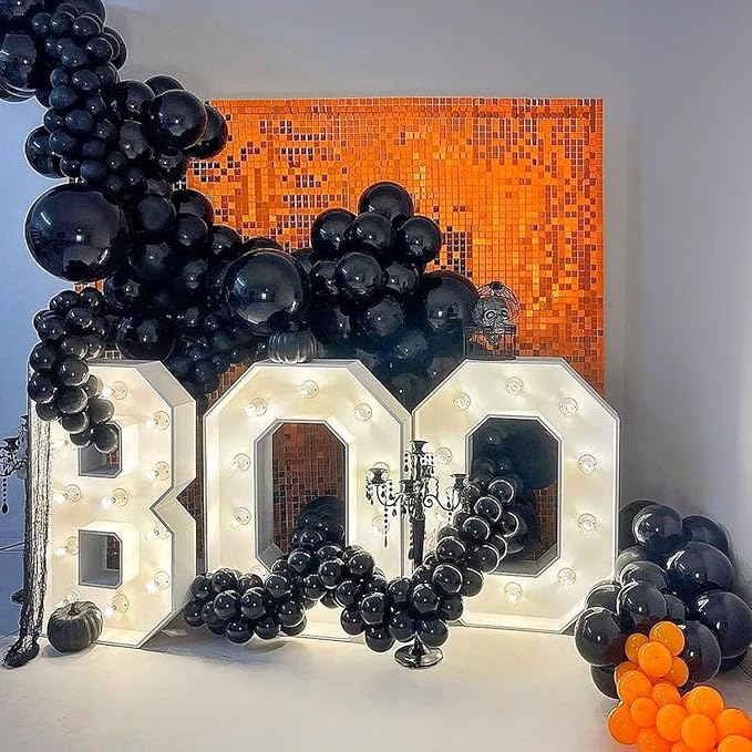 COKAOBE Orange Shimmer Wall Backdrop, 24PCS Square Sequin Shimmer Backdrop Panel, Photo Backdrops for Birthday, Anniversary, Wedding, Halloween, Graduation & Bachelorette Party Decoration