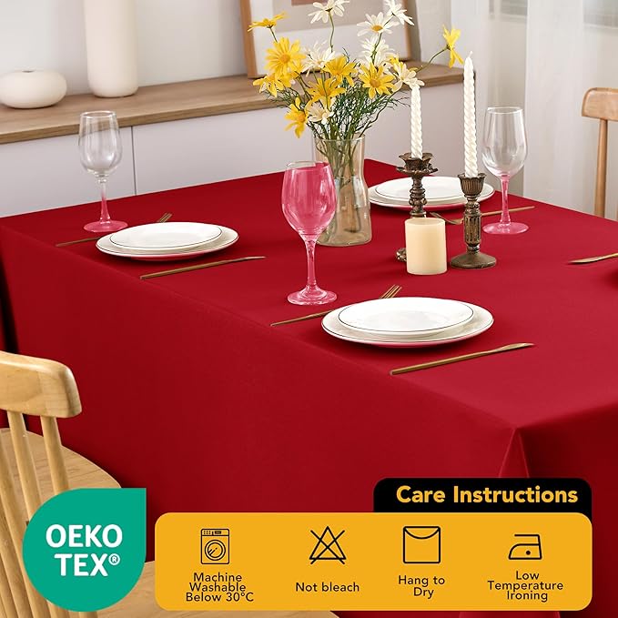 6-Pack Red Tablecloths for Rectangle Tables, 90 x 156 Inches, Stain-Resistant Polyester Fabric for 8 Foot Tables - Washable Table Covers for Weddings, Banquets, Birthday Parties, Events