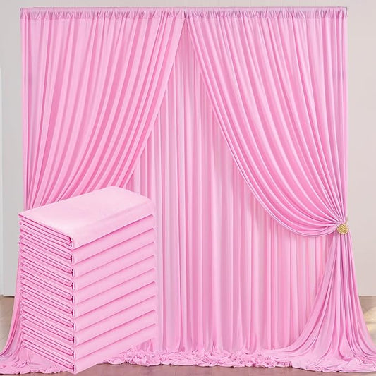50 ft x 10 ft Wrinkle Free Pink Backdrop Curtain Panels, Polyester Photography Backdrop Drapes, Wedding Party Home Decoration Supplies