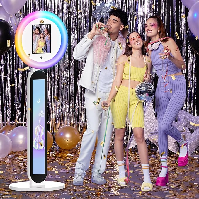 Portable Photo Booth Machine for iPad 10.2in 10.9in 11in 12.9in 13in, Software Remote Control Selfie Photobooth Logo Custom with Light Ring Flight Case
