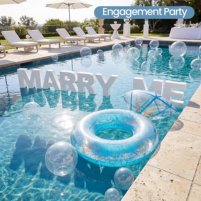 Zeraty Inflatable Pool Float Diamond Ring for Adults, Glitter Bachelorette Party Wedding Decorations Bridal Shower Gifts, Engagement Photo Prop, Swim Tube Beach Backyard Pool Lounging Supports 265 lbs