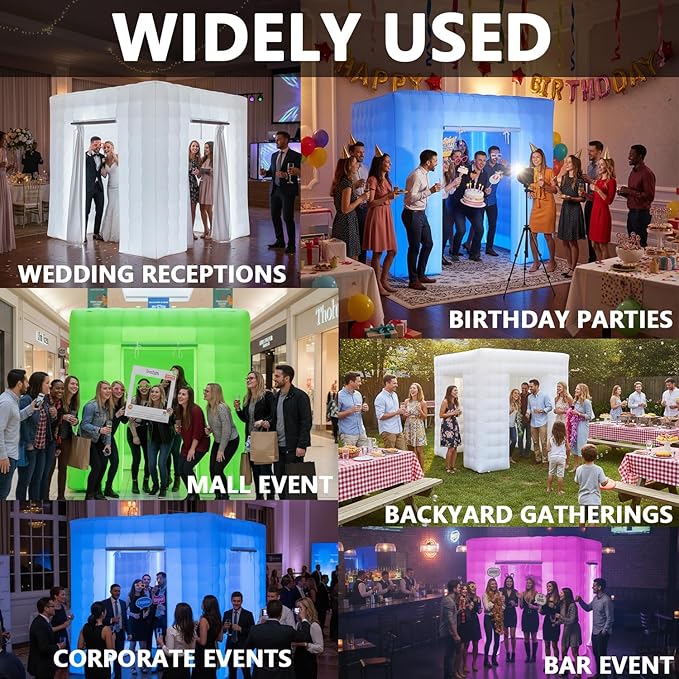 SAYOK Inflatable Photo Booth Enclosure Inflatable Booth 360 Photo Booth Backdrop 8.2x8.2ft Portable 16 Colors Led Dimmable Shooting Photobooth Tent Kit for Advertising, Bars, Shopping Malls, Events
