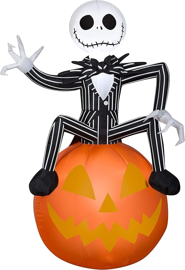Gemmy 3.5ft Airblown Inflatable Nightmare Before Christmas Jack Skellington on Pumpkin Disney