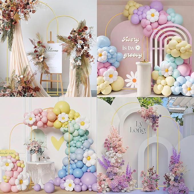 Wedding Arch Backdrop Stand Set of 2 Aluminum Gold Arched Frame (7.2FT, 6.6FT) for Birthday Party Bridal Baby Shower Ceremony Decoration