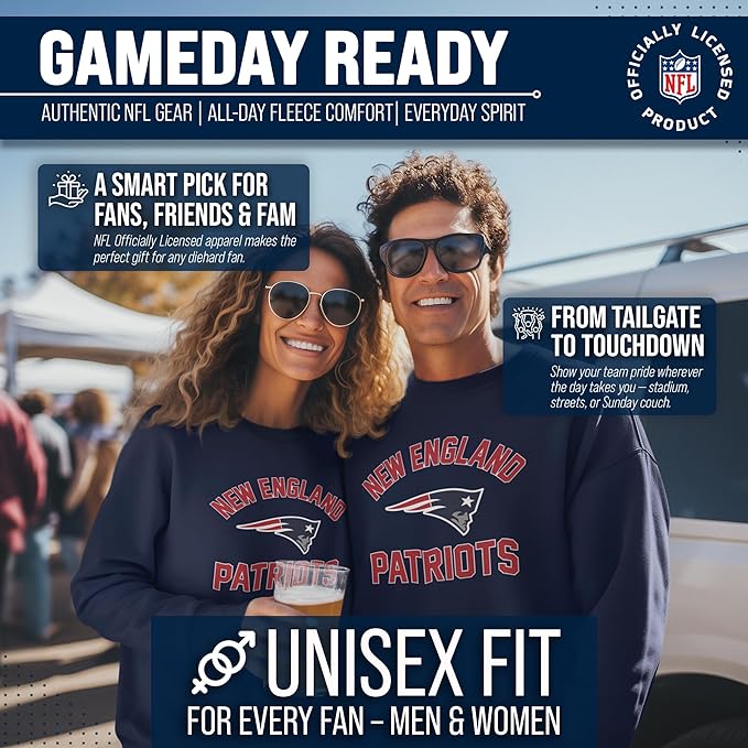 Team Fan Apparel NFL Adult Gameday Football Crewneck Sweatshirt - Cotton Blend - Stay warm, comfortable & stylish on game day