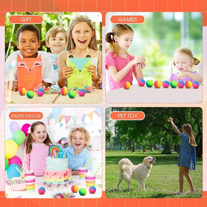 Jenaai 150 Pcs 45 mm/1.77 Inch Bouncy Balls for Kids, Large Rubber High Bouncing Balls in Bright Assorted Multi Colors Bulk for Birthday Party Favors Easter Classroom Carnival Prizes Gift