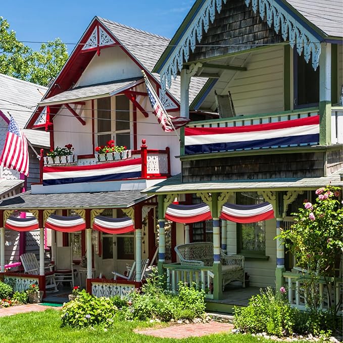 2 Pack American Bunting Flags 2x20 Ft Red,White & Blue Stripe Flags Outside Banners Decorations Outdoor Home Garden Porch USA Patriotic Flag for Garage,Competition,Anniversaries Decoration.