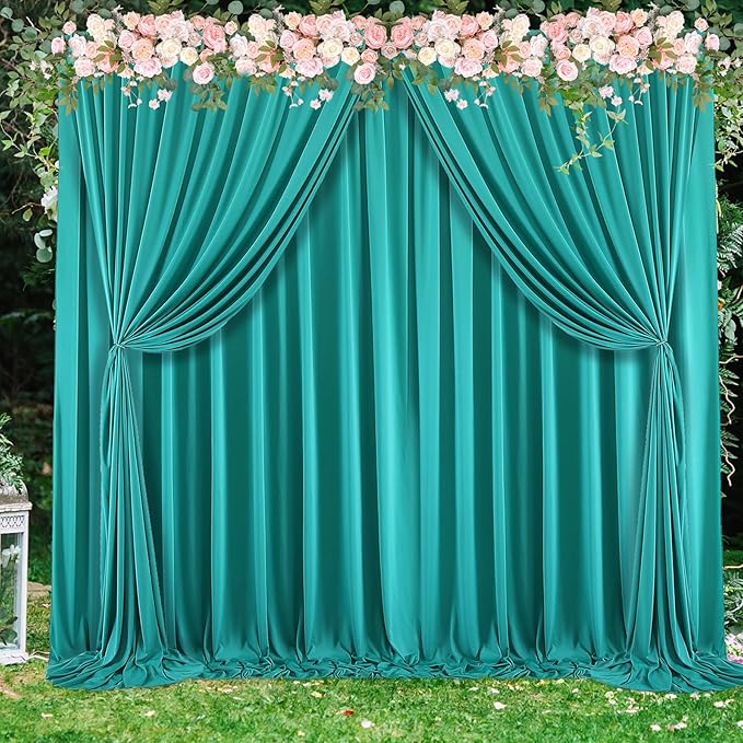 10 ft x 30 ft Wrinkle Free Turquoise Backdrop Curtain for Parties, Thick Polyester Teal Photo Backdrop Drapes,6 Panels 5ft x 10ft for Baby Shower Wedding Engagement Birthday Mermaid Party