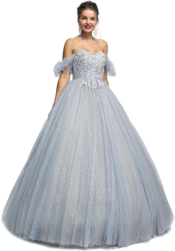 Engerla Women's Beading Sweetheart Ball Gown Tulle Layed Long Quinceanera Dress