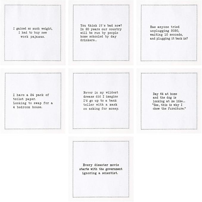 Five Star Funny Quarantine Quotes | White Cotton Cocktail Napkins | 50 Luxury Disposable Beverage Napkins with Witty Bar Quotes | Drink Napkins for Parties, Bars, Weddings & Game Nights