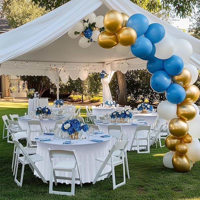 6 pk White Round Spandex Tablecloth for 60in Tables, Wrinkle Free Stretchy 120inch Fitted 5FT Table Cloths Round Table Covers with Skirt for Wedding Party Dining Banquet Events