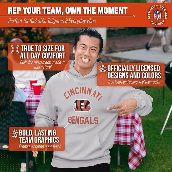 Team Fan Apparel NFL Adult Gameday Hooded Sweatshirt - Poly Fleece Cotton Blend - Stay Warm and Represent Your Team in Style