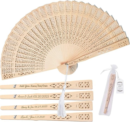 200pcs Personalized Folding Hand Fan with Name, Custom Wedding Fans for Guests Bulk, Wedding Party Favor for Decoration Party Favor Gifts, with Organza Bags (200)