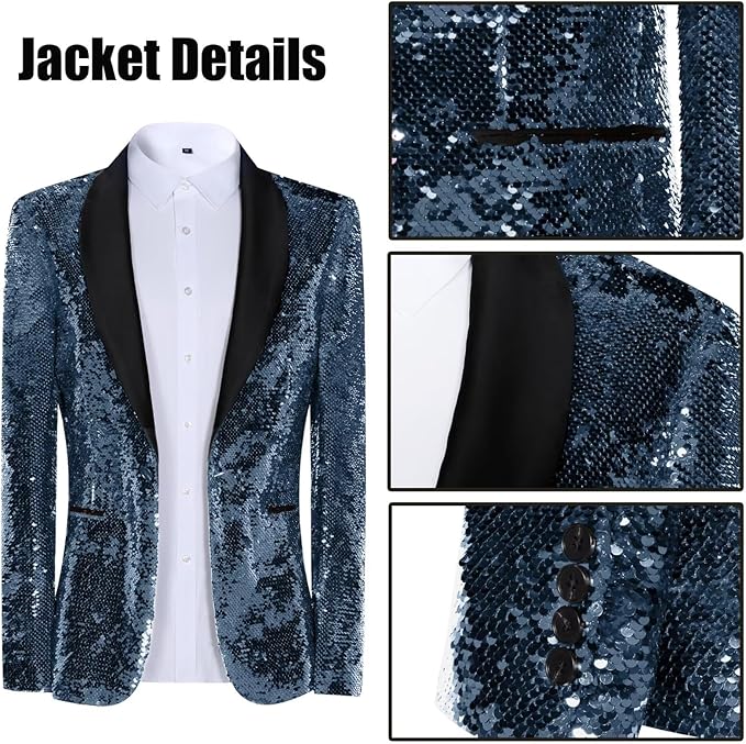 High-End Suits Sequins Men Tuxedo Sparkly Shawl Lapel Homecoming Suit Glitter 2 Pieces Party Prom Festival Blazer Pants