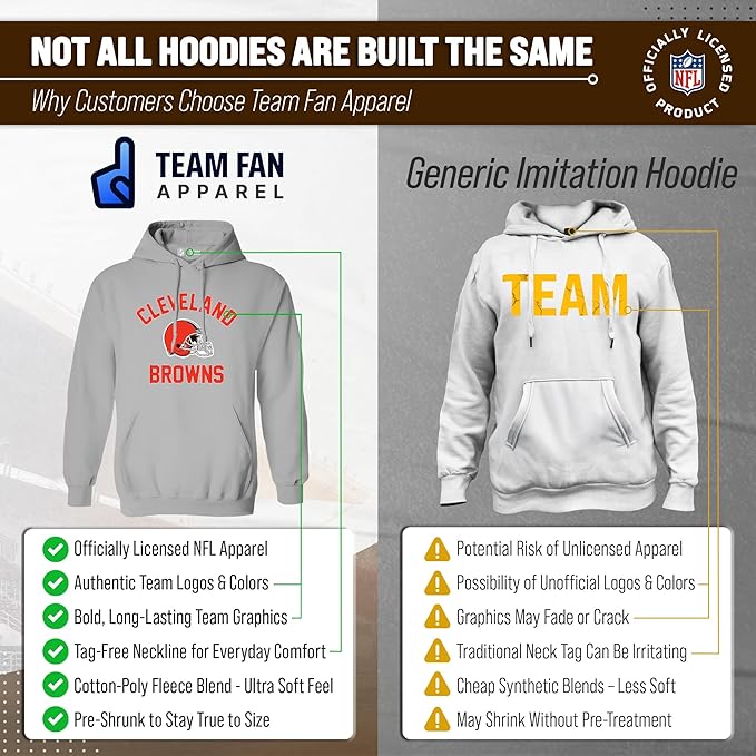 Team Fan Apparel NFL Adult Gameday Hooded Sweatshirt - Poly Fleece Cotton Blend - Stay Warm and Represent Your Team in Style