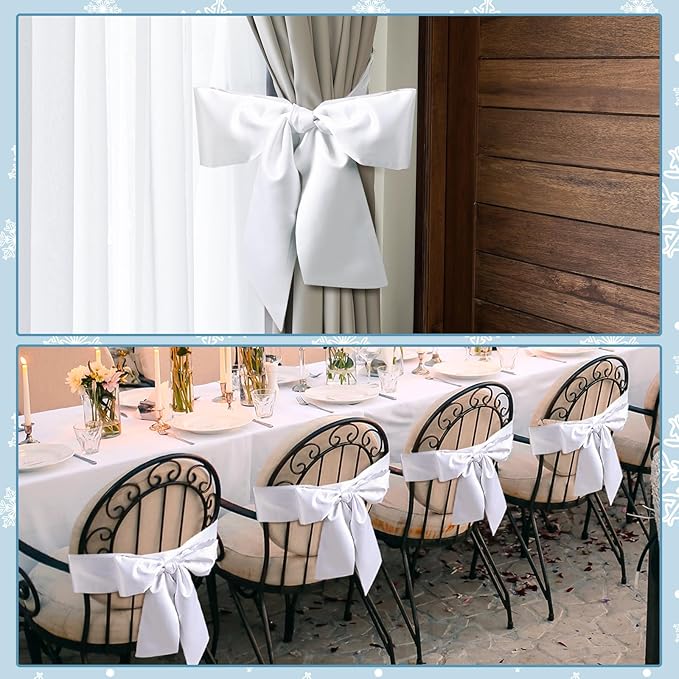 VitalCozy 16 Pcs Wreath Sash for Front Door Blank Wreath Sash Accessories Embroidery Plain Blanks for Embroidery Monogram Party Farmhouse Indoor Outdoor Wedding Decor (4.49" X 56.30",White)