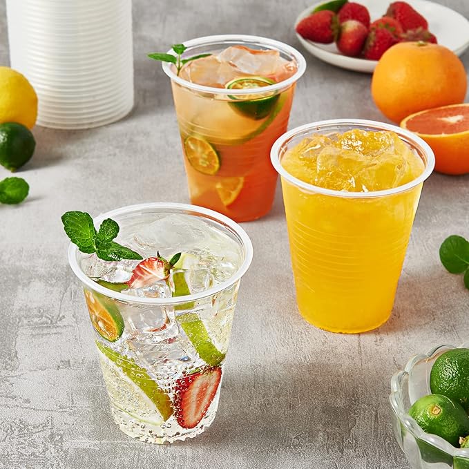 Turbo Bee 480 Pack 12oz Clear Plastic Cups,Disposable Drinking Cups,Hot and Cold Drink Container for Water, Juice, Soda, Milk