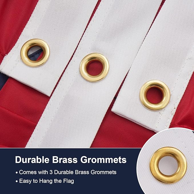 SYII Bunting Flag 2x4 Feet Outdoor (2 PCS), Embroidery Stars American US Bunting Flags with 3 Brass Grommets, Patriotic Half Fan Banner for Fourth of July Decor, 4th of july Decorations Outdoor