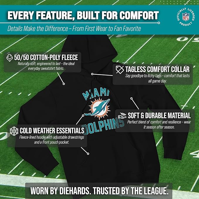 Team Fan Apparel NFL Adult Gameday Hooded Sweatshirt - Poly Fleece Cotton Blend - Stay Warm and Represent Your Team in Style