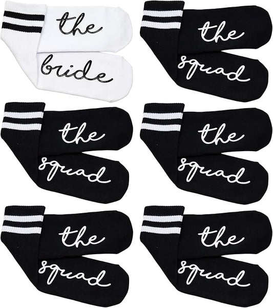 Funky Junque Bride Socks for Bachelorette Party Favors, Bridesmaid Gifts, 100% Cotton Crew Socks, Bridal Shower Accessories
