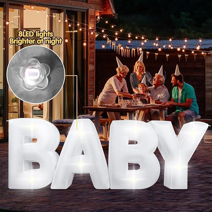 7.2FT Baby Shower Decorations Inflatable Baby Light Up Marquee Letters Decor for Girl Boy Large Baby Letter for Baby Shower Gender Reveal Party Birthday Decorations