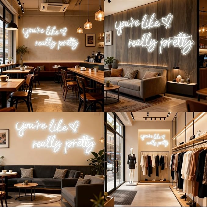 You're Like Really Pretty Neon Sign, Warm White light up Neon Signs for Wall Decor, Wedding, Engagement,Bedroom Bachelorette Party With Dimmable Switch USB Power(Super Large Style/88.2in）