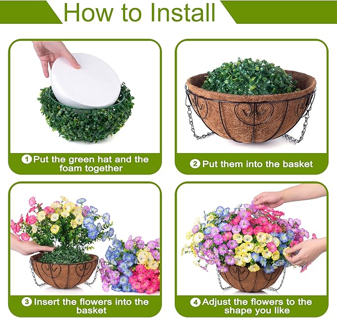 Artificial Fake Hanging Flowers Baskets for Outdoors Faux Plants Spring Outside Decor, UV Resistant Silk Morning Glory Flowers in Planter Realistic Petunias for Outdoor Porch Patio Garden Yard Home