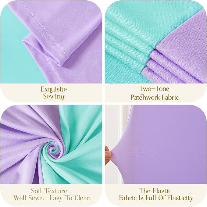 Blue and Purple Arch Cover 3 Set-7.2FT, 6.6FT, 6FT Arch Backdrop Cover Spandex Fitted 2- Color Fabric Stand Covers for Baby Shower Mermaid Theme Birthday Party Wedding Photo Background Decorations