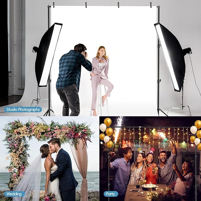 EMART 10x10FT Backdrop Stand Heavy Duty,Photo Back Drop Adjustable Stand Kit with 4 Backdrop Clamps and Carry Bag,Background Support System for Photography Studio,Parties,Wedding,Event Decorations