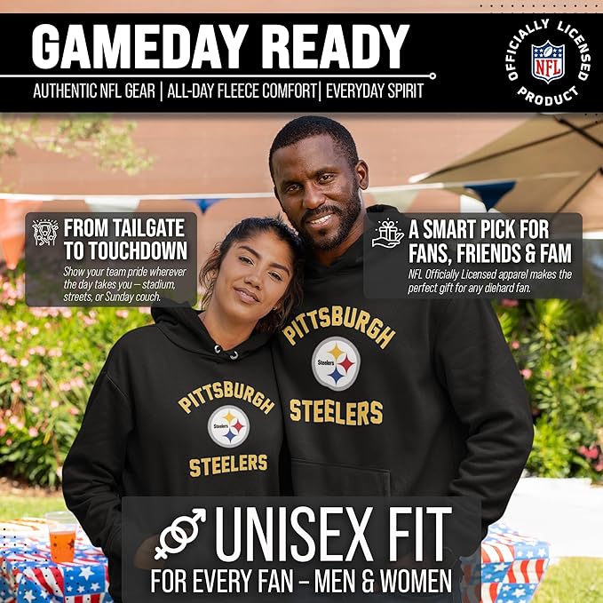 Team Fan Apparel NFL Adult Gameday Hooded Sweatshirt - Poly Fleece Cotton Blend - Stay Warm and Represent Your Team in Style