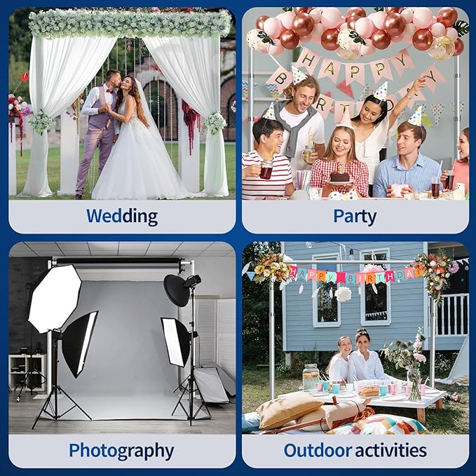 Pipe and Drape Backdrop Stand, 12x10ft Heavy Duty Adjustable Background Frame with Metal Base, Back Drop Holder for Parties Photography Wedding Photoshoot Decoration