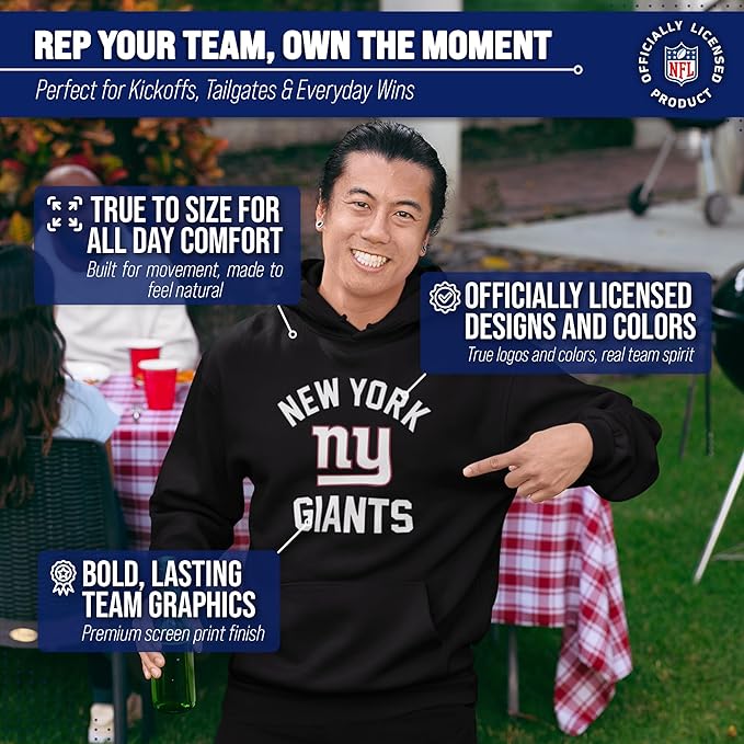 Team Fan Apparel NFL Adult Gameday Hooded Sweatshirt - Poly Fleece Cotton Blend - Stay Warm and Represent Your Team in Style