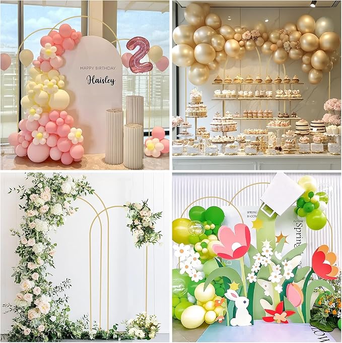 Babenest Gold Arch Backdrop Stand Set of 3, 6FT/6.6FT/7.2FT Metal Arch Weeding Stand, Balloon Arch Frame for Ceremony Birthday Party Bridal Baby Shower Banquet Decoration (6.6FT 7.2FT 8FT)