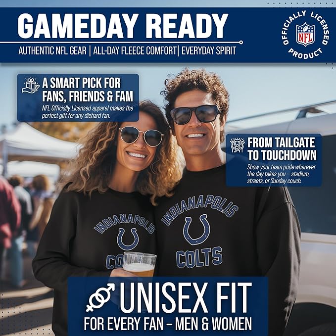 Team Fan Apparel NFL Adult Gameday Football Crewneck Sweatshirt - Cotton Blend - Stay warm, comfortable & stylish on game day